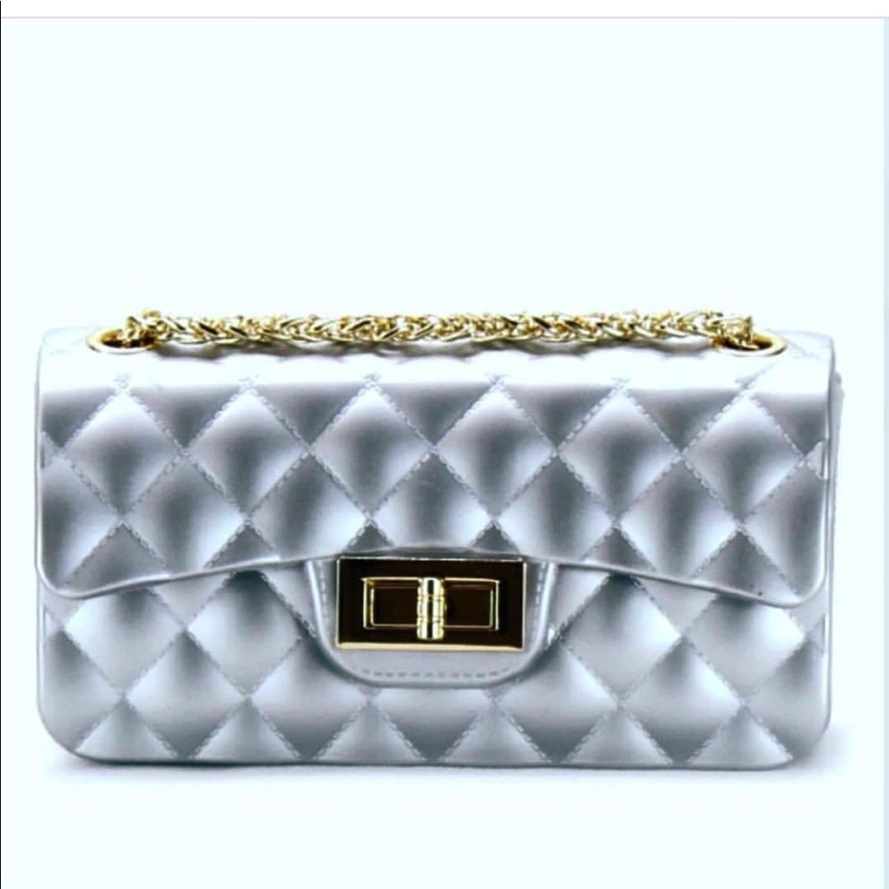 Silver Vegan Material Small Crossbody